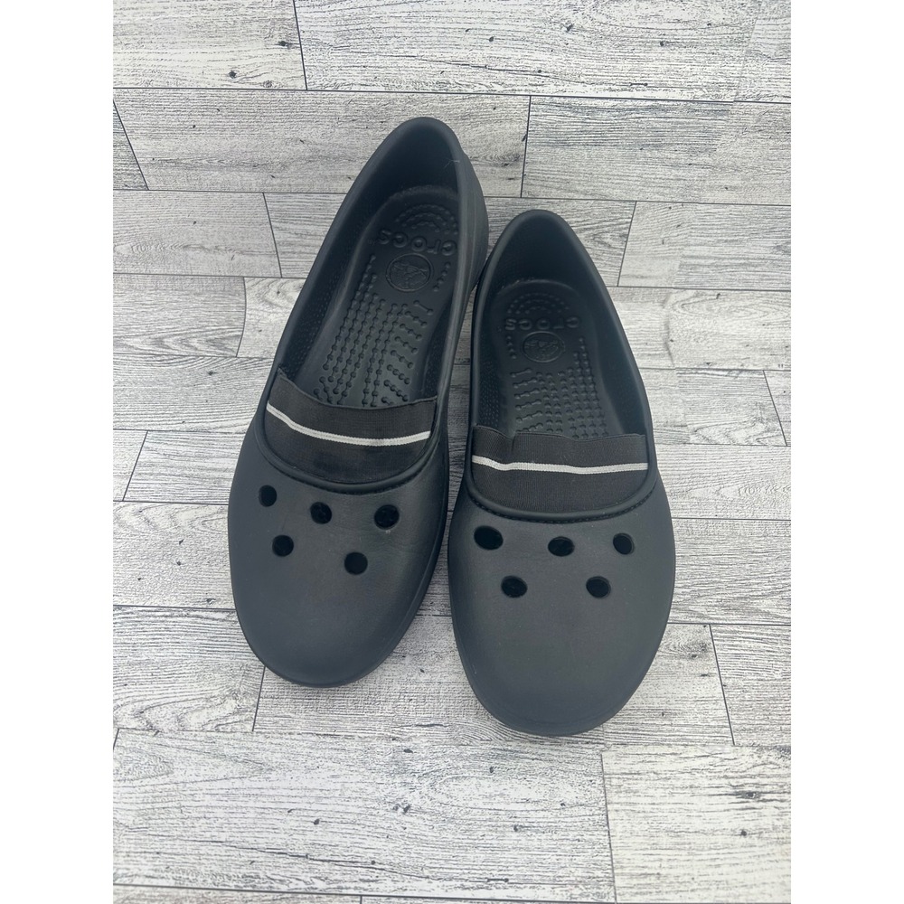 Crocs Women Size 8‎ Black Slip On Loafer Flats Comfort Shoes